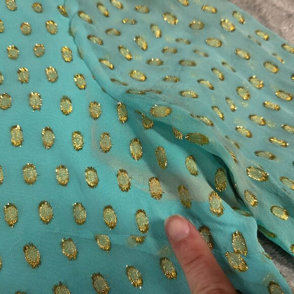 LILLY PULITZER Womens 10 Turquoise Gold Polka Dot Colby Silk Tunic Dress READ - Picture 7 of 15